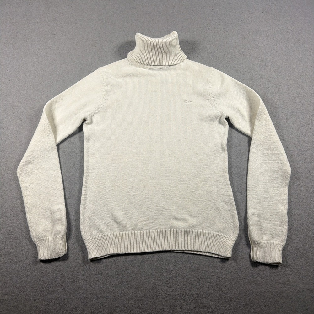 Vineyard Vines Sweater Womens Small White Pima Cotton Turtleneck Button Cuff